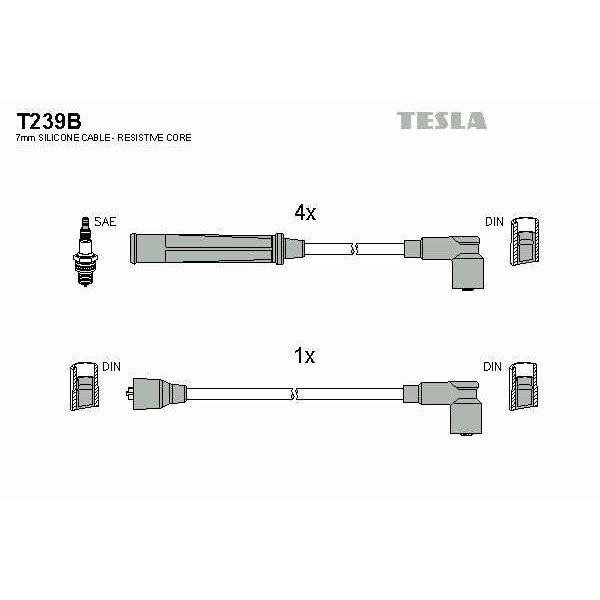 Слика на Комплет кабли за свеќици TESLA T239B