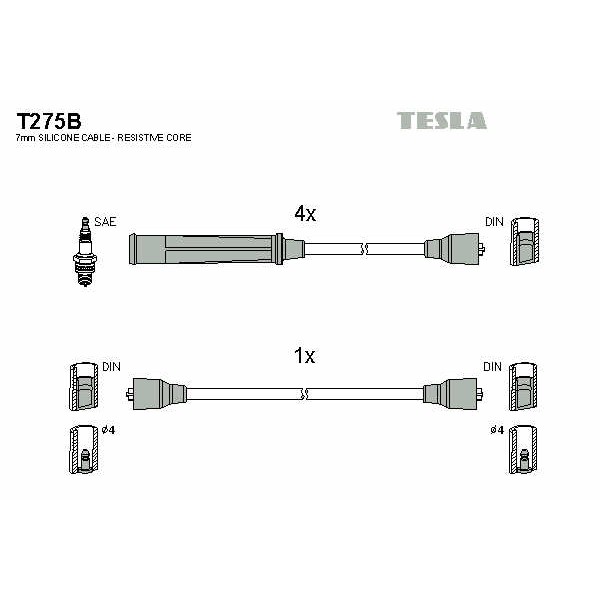 Слика на Комплет кабли за свеќици TESLA T275B