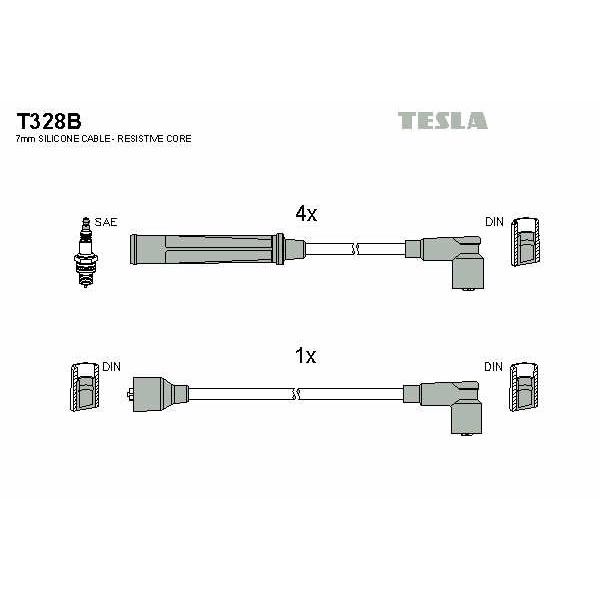 Слика на Комплет кабли за свеќици TESLA T328B