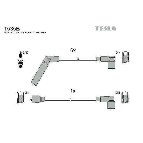 Слика на Комплет кабли за свеќици TESLA T535B