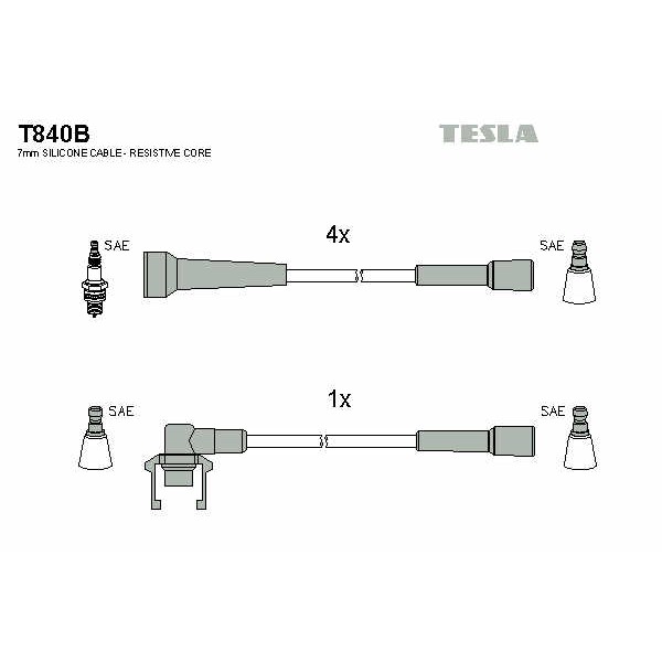 Слика на комплет кабли за свеќици TESLA T840B за Renault Laguna (B56,556) 1.8 (B56A/B) - 90 коњи бензин