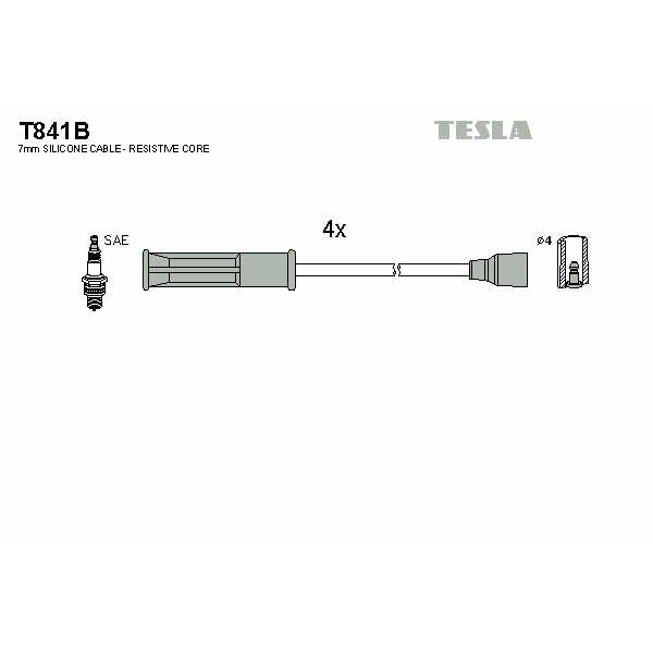 Слика на комплет кабли за свеќици TESLA T841B за Renault Clio 2 1.4 (B/CB0C) - 75 коњи бензин