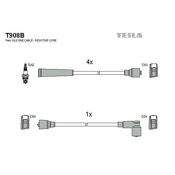 Слика на Комплет кабли за свеќици TESLA T908B