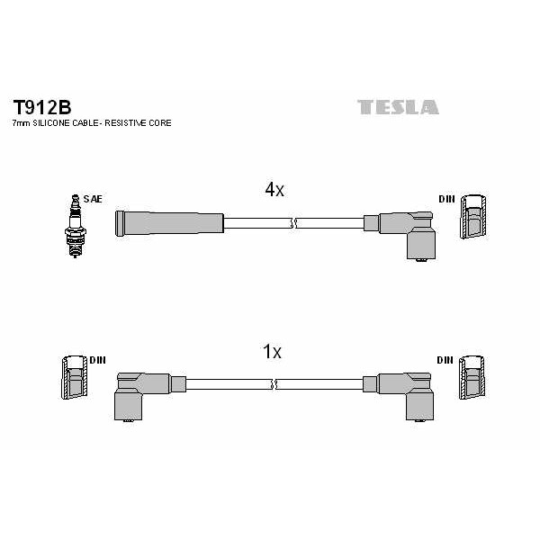 Слика на Комплет кабли за свеќици TESLA T912B