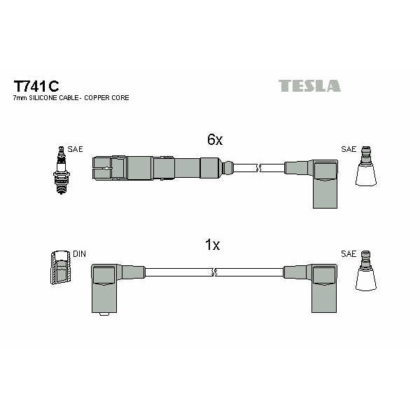 Слика на Комплет кабли за свеќици TESLA Original T741C