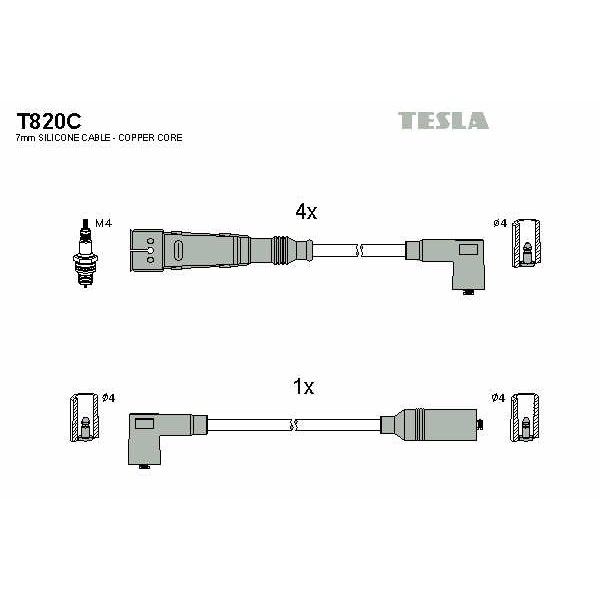 Слика на Комплет кабли за свеќици TESLA Original T820C