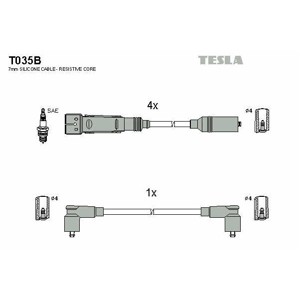 Слика на Комплет кабли за свеќици TESLA alternative T035B