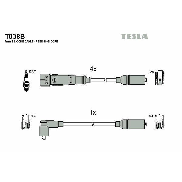 Слика на Комплет кабли за свеќици TESLA alternative T038B