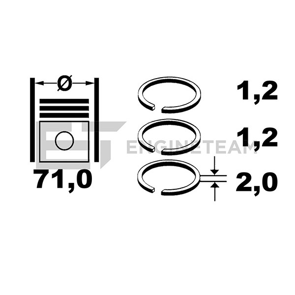 Слика на комплет клипни прстени, компресор ET ENGINETEAM R1010600 за VW Caddy 3 Estate 1.2 TSI - 105 коњи бензин