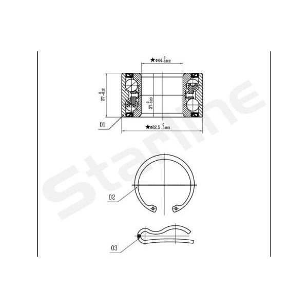 Слика на комплет лагер главчина STARLINE LO 03423 за Citroen Jumpy BOX BS,BT,BY,BZ 1.9 D 70 - 69 коњи дизел