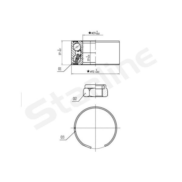 Слика на комплет лагер главчина STARLINE LO 03596 за Renault Megane 1 (BA0-1) 1.9 dTi (BA1U) - 80 коњи дизел