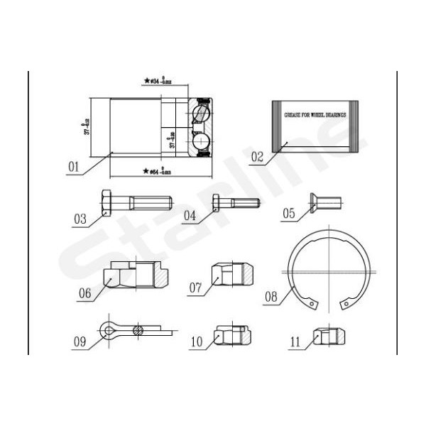 Слика на комплет лагер за тркало STARLINE LO 00593 за VW Caddy Pickup (14) 1.6 D - 55 коњи дизел