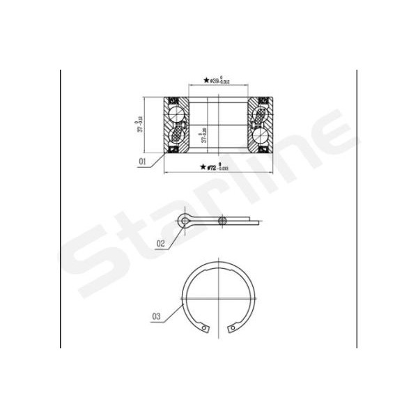 Слика на комплет лагер за тркало STARLINE LO 00736 за Opel Kadett E Box 1.6 D - 54 коњи дизел