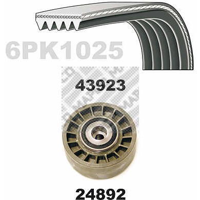 Слика на Комплет линиски ремен и затегачи MAPCO 23924 за Mercedes S-class Saloon (w124) 260 E 4-matic (124.226) - 166 коњи бензин