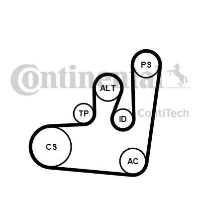 Слика на комплет линиски ремен CONTINENTAL 6PK1145K1 за Seat Toledo (1L) 1.9 D - 68 коњи дизел