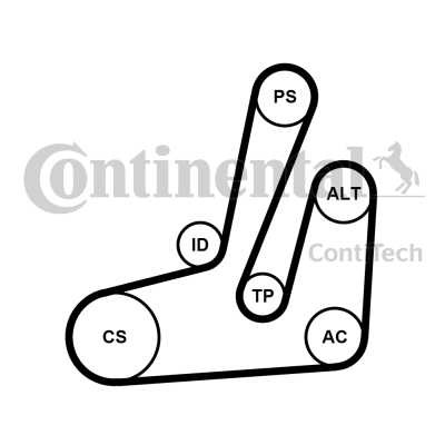 Слика на комплет линиски ремен CONTINENTAL 6PK1390K1 за Citroen Xsara Coupe N0 1.9 D - 70 коњи дизел