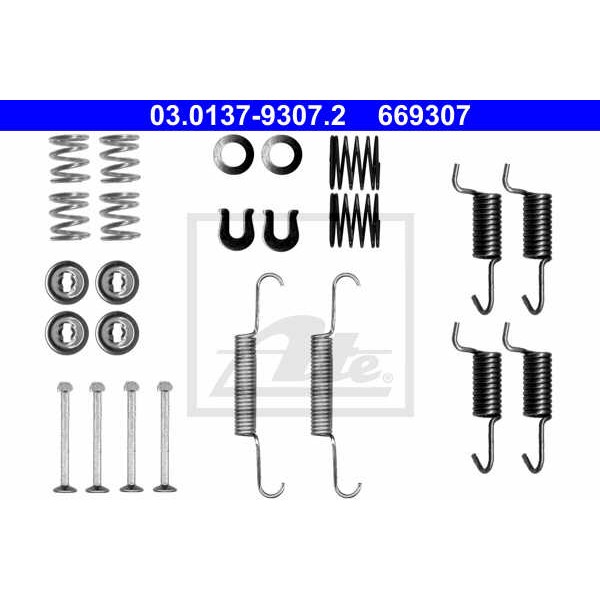 Слика на комплет осигурачи, гуртни за рачна сопирачка ATE 03.0137-9307.2 за Jeep Compass 2.0 - 156 коњи бензин