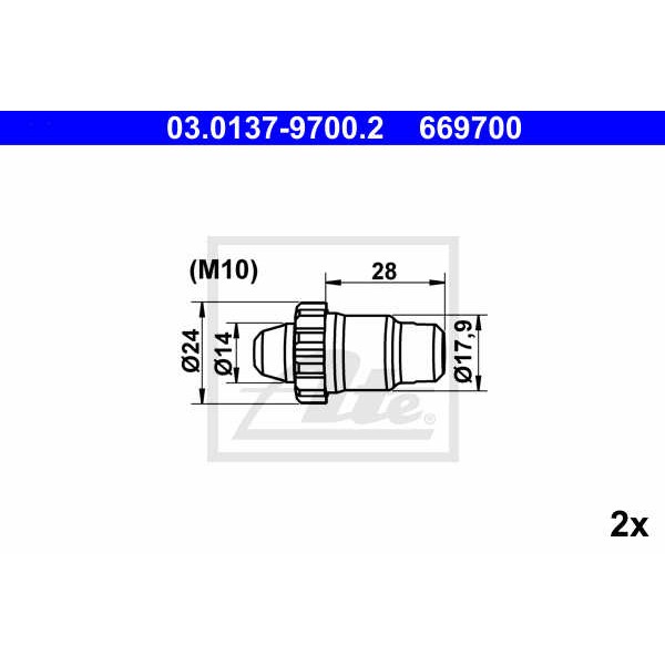 Слика на комплет осигурачи, гуртни за рачна сопирачка ATE adjusting nut 03.0137-9700.2 за BMW 3 Coupe E46 330 xi - 231 коњи бензин