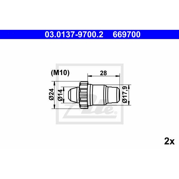 Слика на комплет осигурачи, гуртни за рачна сопирачка ATE adjusting nut 03.0137-9700.2 за Lancia Zeta (220) 2.0 16V (220AQ5) - 136 коњи бензин