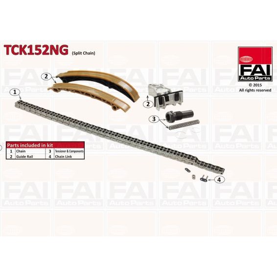 Слика на комплет погонски ланец FAI AutoParts TCK152NG за Mercedes E-class Saloon (w210) E 200 (210.035) - 136 коњи бензин