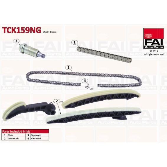 Слика на комплет погонски ланец FAI AutoParts TCK159NG за Mercedes B-Class (w245) B 180 CDI (245.207) - 109 коњи дизел