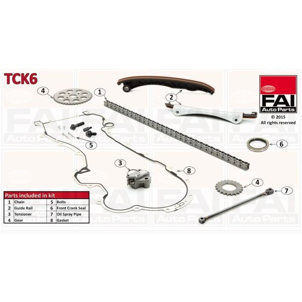 Слика на комплет погонски ланец FAI AutoParts TCK6 за Fiat Linea 323 1.3 D Multijet - 95 коњи дизел