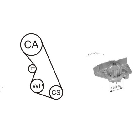 Слика на Комплет ребрест ремен + водна пумпа AIRTEX WPK-135901 за Citroen Xsara Coupe N0 1.8 i - 90 коњи бензин