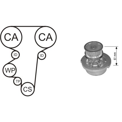 Слика на Комплет ребрест ремен + водна пумпа AIRTEX WPK-144602