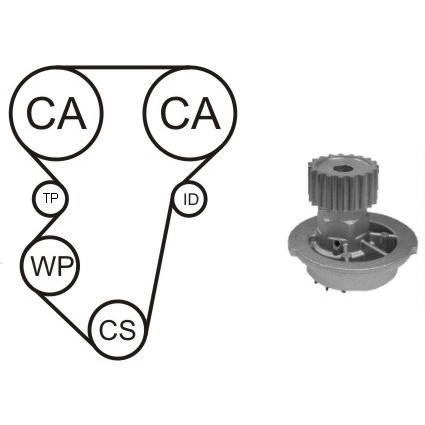 Слика на Комплет ребрест ремен + водна пумпа AIRTEX WPK-163301 за Daewoo Lacetti Hatchback KLAN 1.4 - 95 коњи бензин