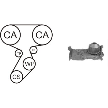 Слика на Комплет ребрест ремен + водна пумпа AIRTEX WPK-164101 за Renault Kangoo (KW0-1) 1.6 16V  Hi-Flex - 106 коњи Бензин/Етанол