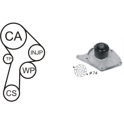 Слика на Комплет ребрест ремен + водна пумпа AIRTEX WPK-174601 за Renault Clio Grandtour 1.5 dCi (KR0H) - 106 коњи дизел