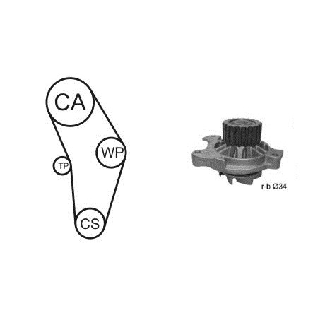 Слика на Комплет ребрест ремен + водна пумпа AIRTEX WPK-9274R03 за VW Transporter T4 Box 2.5 TDI Syncro - 102 коњи дизел