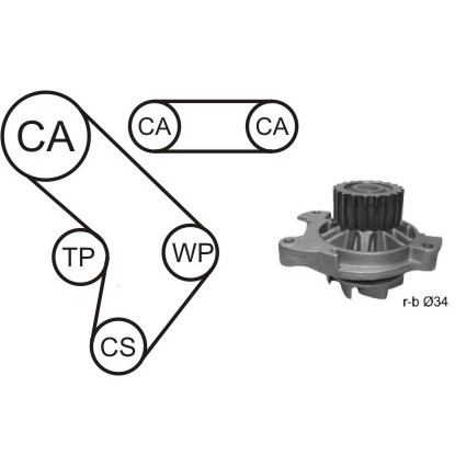 Слика на Комплет ребрест ремен + водна пумпа AIRTEX WPK-9274R06