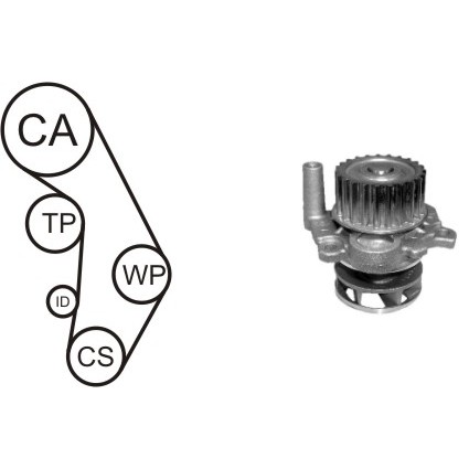 Слика на Комплет ребрест ремен + водна пумпа AIRTEX WPK-937703 за VW Jetta 4 (1J2) 1.8 T - 150 коњи бензин