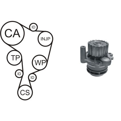 Слика на Комплет ребрест ремен + водна пумпа AIRTEX WPK-937802 за VW Jetta 4 (1J2) 1.9 SDI - 68 коњи дизел