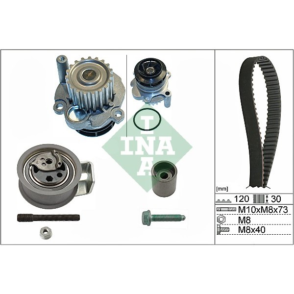 Слика на Комплет ребрест ремен + водна пумпа INA 530 0091 31 за Seat Toledo 2 Saloon (1M2) 1.9 TDI - 130 коњи дизел