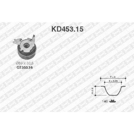 Слика на Комплет ребрест ремен SNR KD453.15 за Opel Kadett E Convertible 2.0 i - 115 коњи бензин