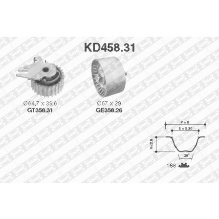 Слика на Комплет ребрест ремен SNR KD458.31 за Alfa Romeo 155 (167) Sedan 2.0 T.S. 16V (167.A2G) - 150 коњи бензин