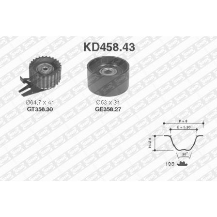 Слика на Комплет ребрест ремен SNR KD458.43 за Fiat Brava 182 1.9 TD 75 S (182.BF) - 75 коњи дизел