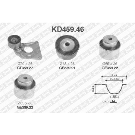 Слика на Комплет ребрест ремен SNR KD459.46 за Renault Clio 2 3.0 V6 Sport (CB1A) - 226 коњи бензин