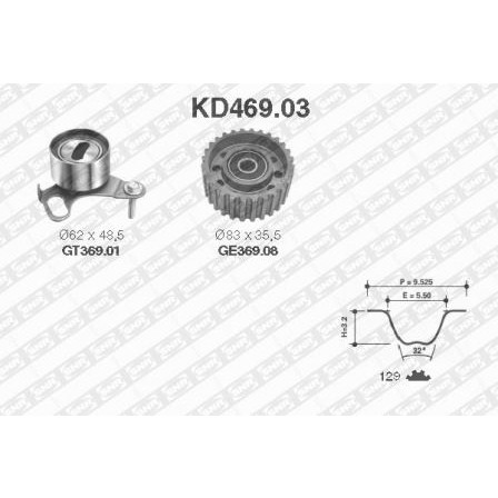 Слика на Комплет ребрест ремен SNR KD469.03 за Toyota HiAce 4 Box 2.4 D (LXH12_, LXH22_) - 79 коњи дизел