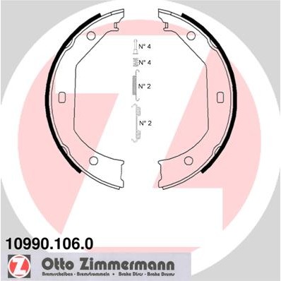 Слика на комплет сопирачки гуртни, рачна сопирачка ZIMMERMANN 10990.106.0 за BMW 3 Sedan F30 F35 F80 335 d xDrive - 313 коњи дизел