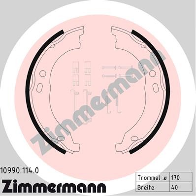 Слика на Комплет сопирачки гуртни, рачна сопирачка ZIMMERMANN 10990.114.0