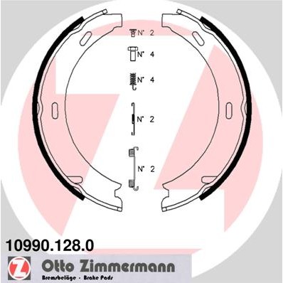 Слика на комплет сопирачки гуртни, рачна сопирачка ZIMMERMANN 10990.128.0 за Mercedes C-class Saloon (w202) C 180 (202.018) - 122 коњи бензин