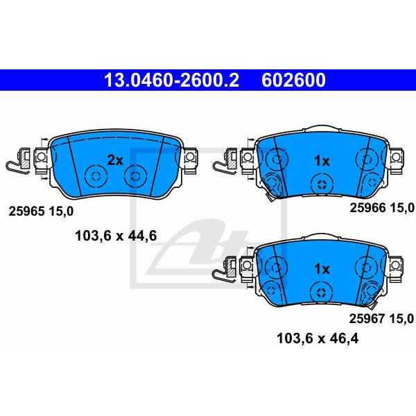 Слика на Комплет феродо, дискови кочници ATE 13.0460-2600.2