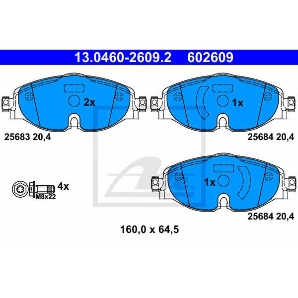 Слика на комплет феродо, дискови кочници ATE 13.0460-2609.2 за VW Caddy 4 Estate (SAB, SAJ) 2.0 TDI 4motion - 110 коњи дизел