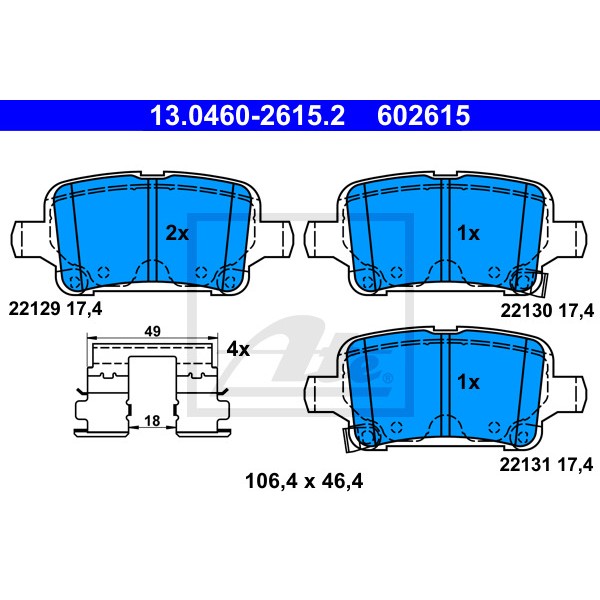 Слика на комплет феродо, дискови кочници ATE 13.0460-2615.2 за Opel Astra K (B16) 1.4 Turbo (68) - 125 коњи бензин