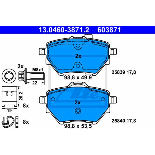 Слика на комплет феродо, дискови кочници ATE 13.0460-3871.2 за Citroen C4 Space Tourer 1.5 BlueHDi 130 - 130 коњи дизел