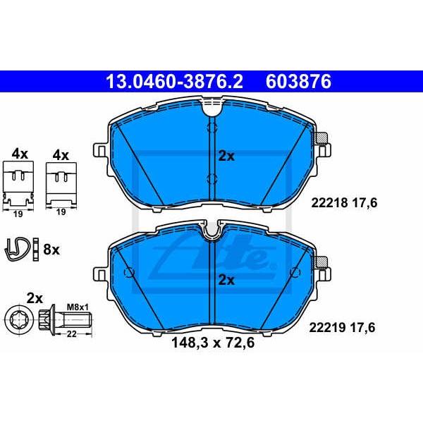 Слика на комплет феродо, дискови кочници ATE 13.0460-3876.2 за Peugeot 308 SW (T9) 1.2 THP 130 - 131 коњи бензин