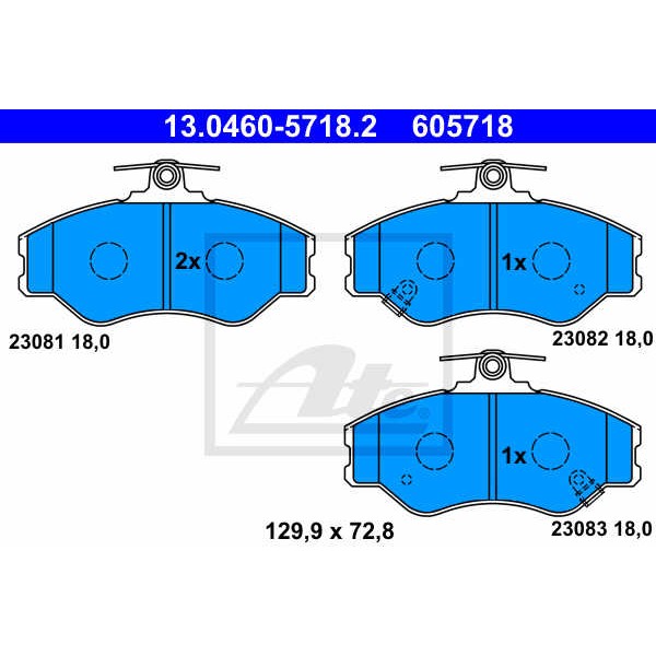 Слика на Комплет феродо, дискови кочници ATE 13.0460-5718.2